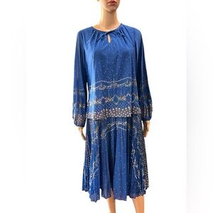 VINTAGE 70’s/80’s blue DAMON Dress DD accordion dress-11